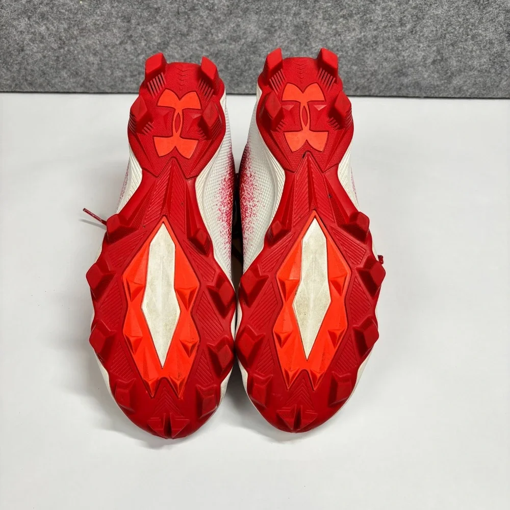 Under Armour Football Cleats Mens 11 Red White Splatter 3025083-600 High Top